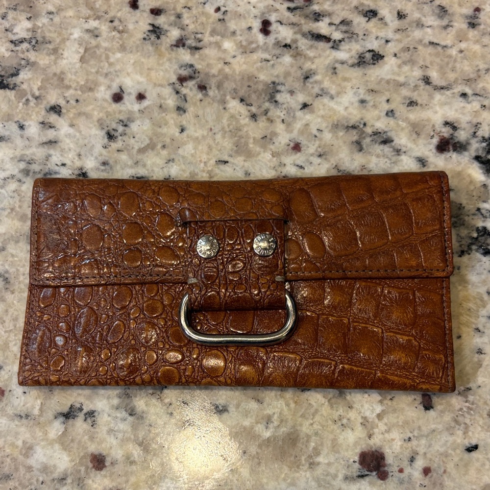 Prune Brown Crocodile-Embossed Wallet